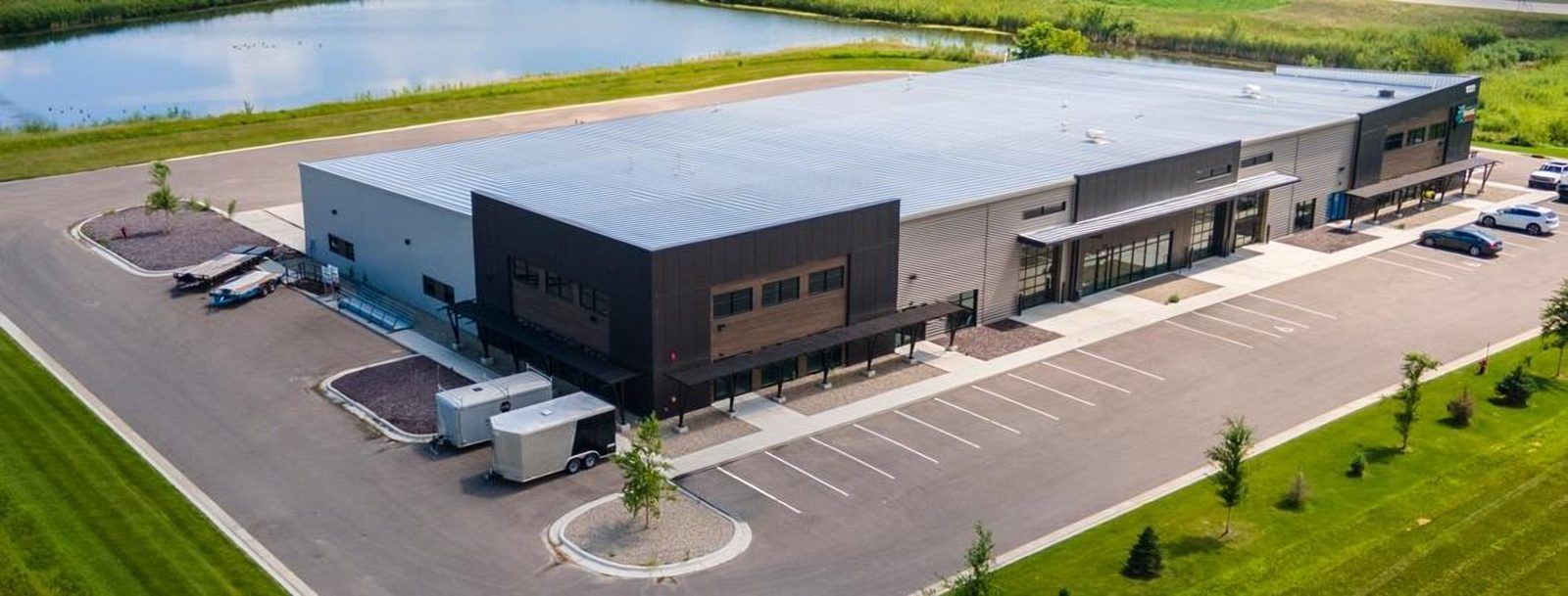Aerial photo of the building at 1021 Elevate Lane, where the reception will be held